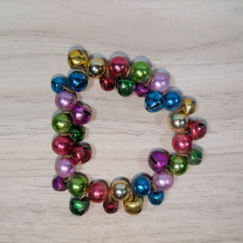 Multicolor Jingle Bell Bracelet Stretch Christmas Holiday Jewelry